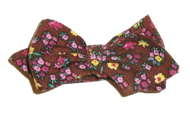 Burgundy Floral Bow Tie