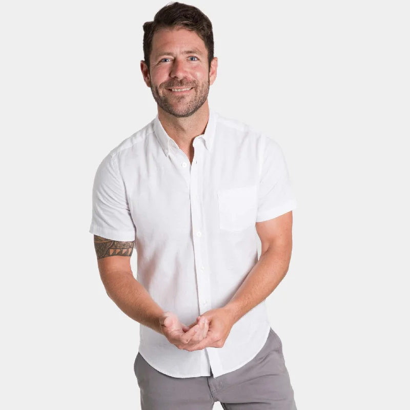 White Linen Short Sleeve Shirt