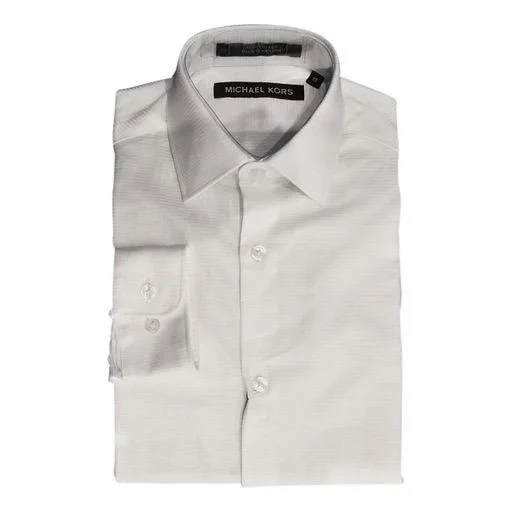 Michael Kors Boys White Tonal Cotton Shirt