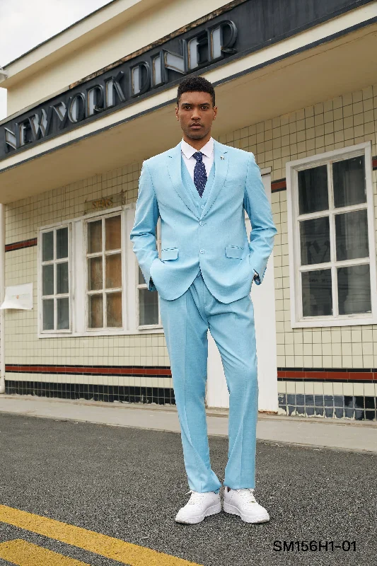 Teal Solid Textured 3 PC Stacy Adams Suit