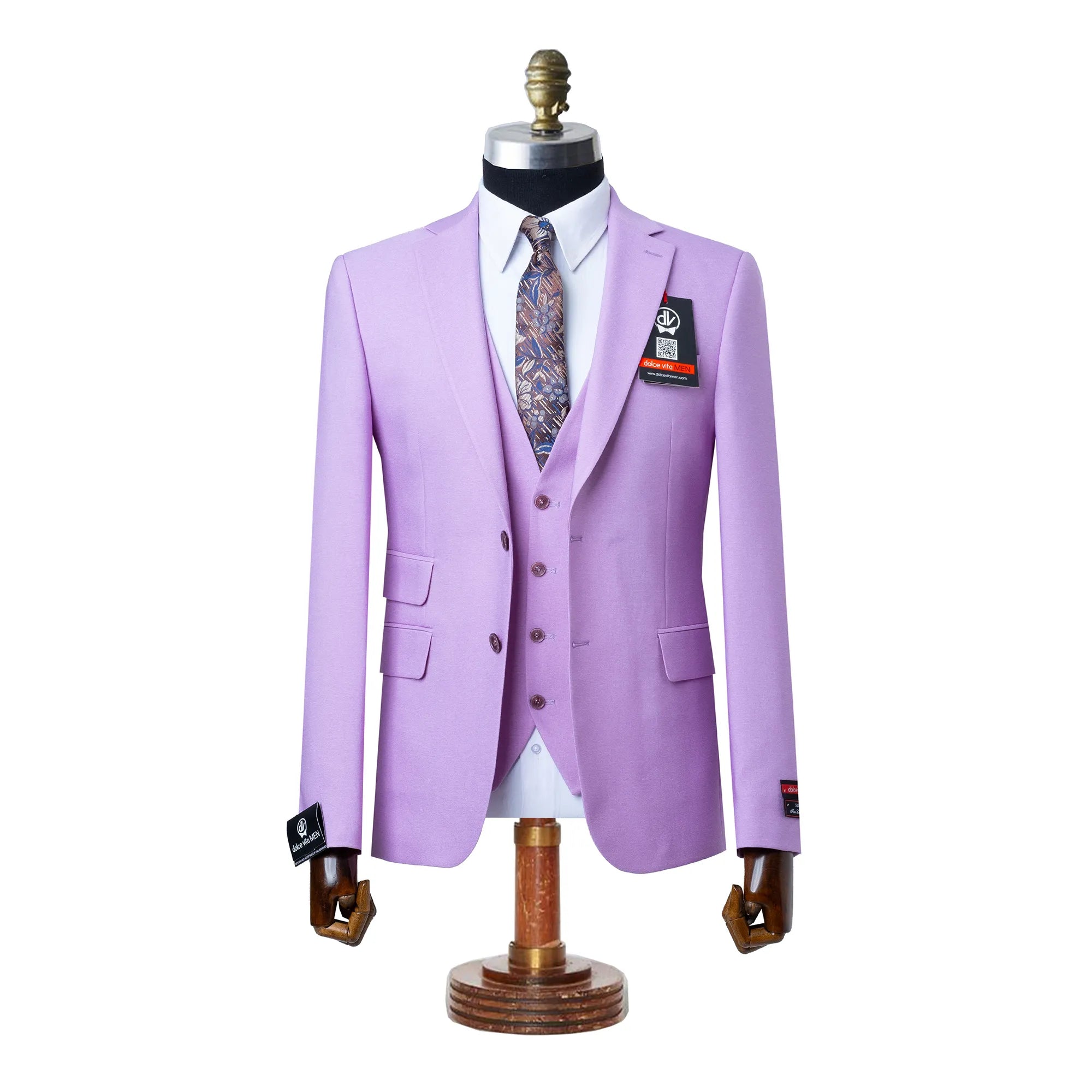 Ezekial | Lavender Solid 3-Piece Tailored-Fit Suit