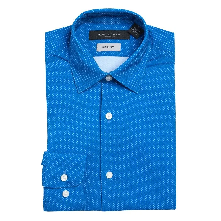 Marc New York Boys Skinny Blue/White Dot Dress Shirt