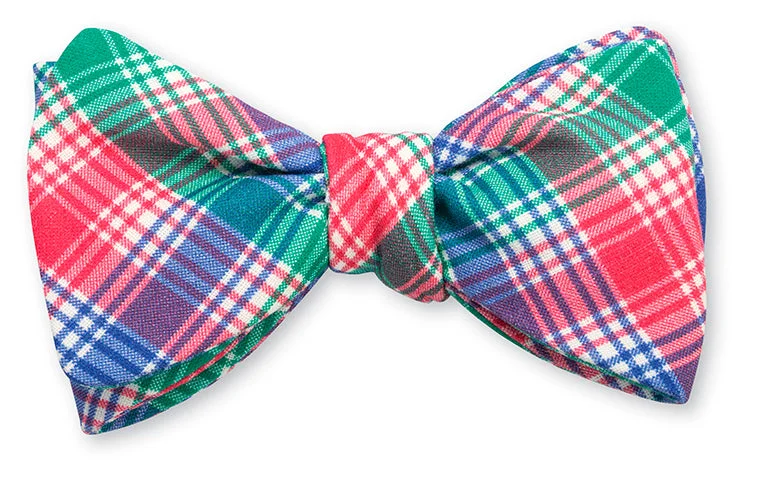 Coral/Green/Blue Brandywine Plaid Bow Tie - B5269