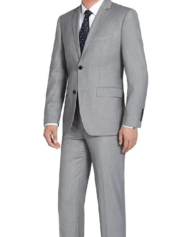 Bevagna Collection - Light Gray 100% Virgin Wool Regular Fit Pick Stitched 2 Piece Suit