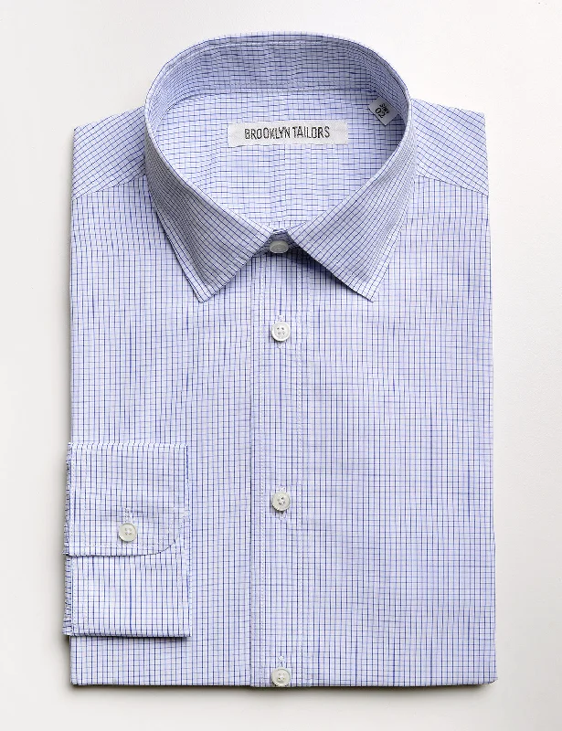 BKT20 Slim Dress Shirt in Graph Check - White & Blue