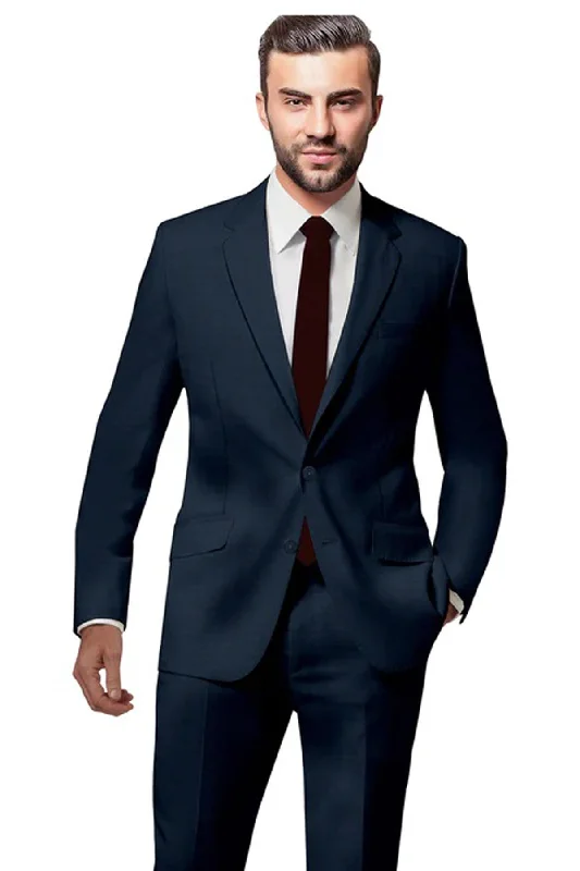 Navy Blue Windowpane Suit - Timeless Elegance, Custom Tailored