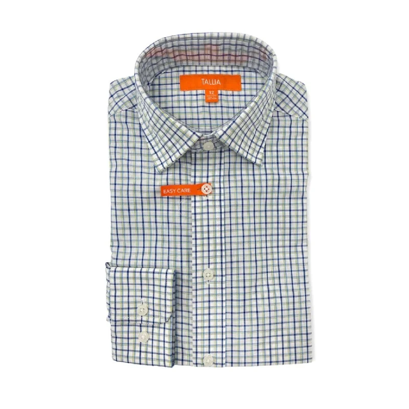 Tallia Boys Yellow/Blue Plaid Dress Shirt