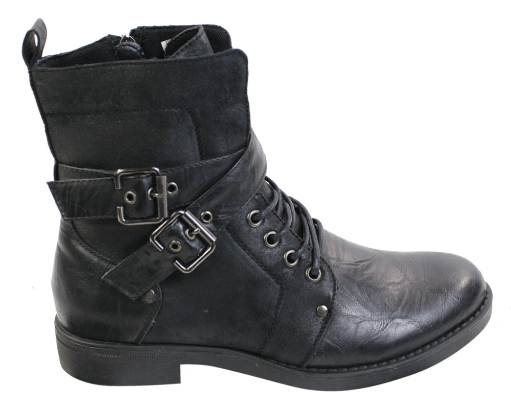 Mens Punk Rock Goth Emo Ankle Boots Brown Black Leather Buckle