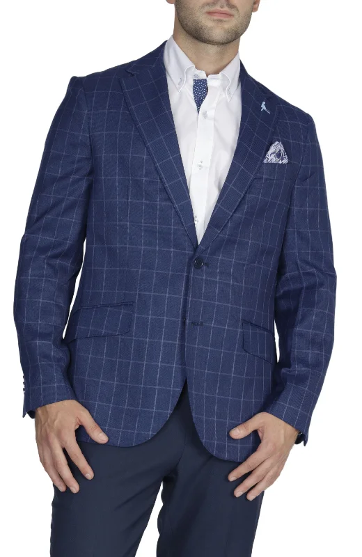 Classic Navy Windowpane Sport Coat