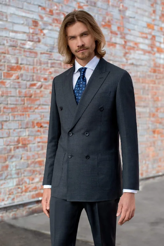 Double-Breasted Sharkskin Suit - Slim