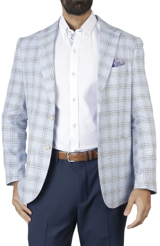 Blue Plaid Textured Sport Coat