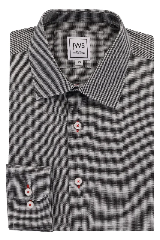 Black Micro Houndstooth Non Iron Egyptian Cotton Dress Shirt