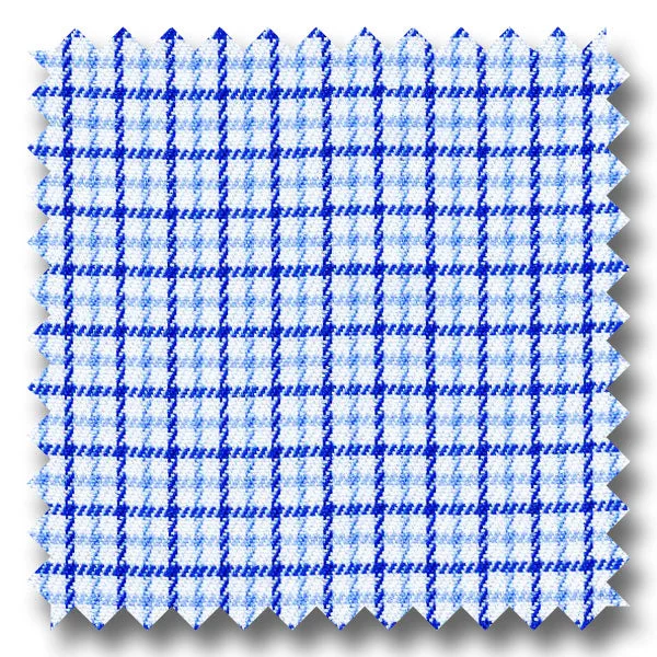 Blue and Navy Check 2Ply Twill - Custom Dress Shirt