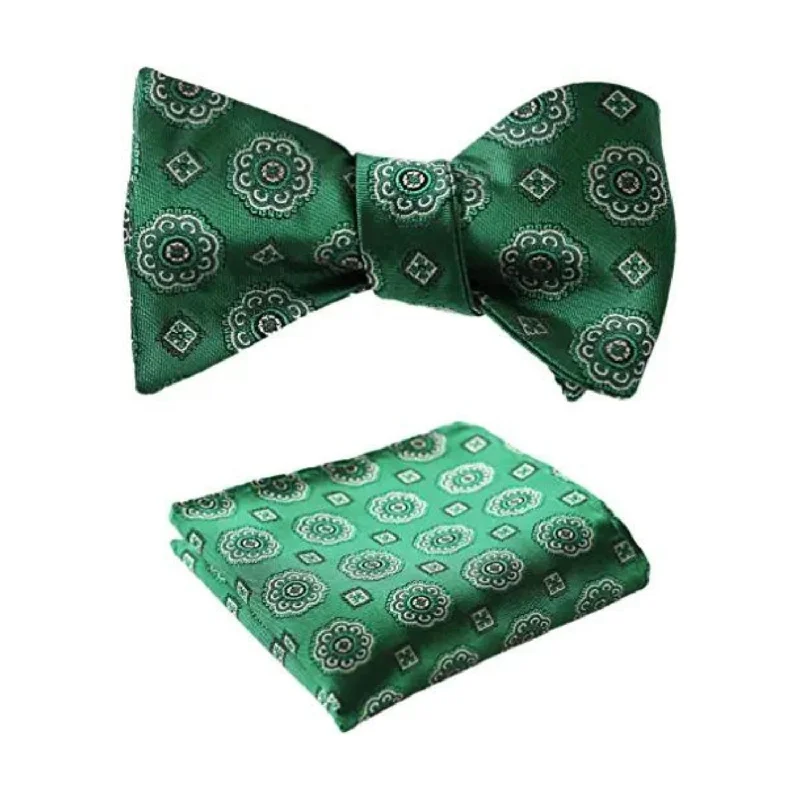 Floral Bow Tie & Pocket Square - GREEN