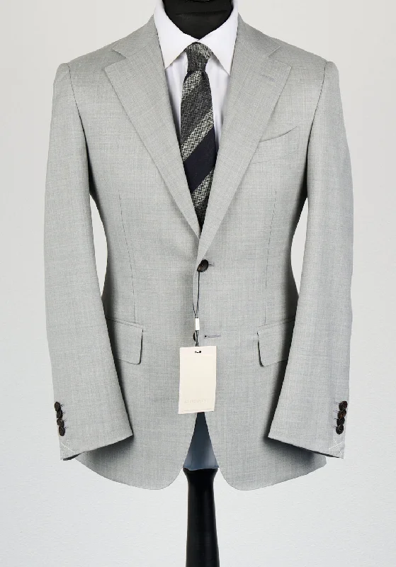 New Suitsupply Lazio La Spalla Light Gray Pure Wool Super 150s Full Canvas Suit - Size 42L and 44L