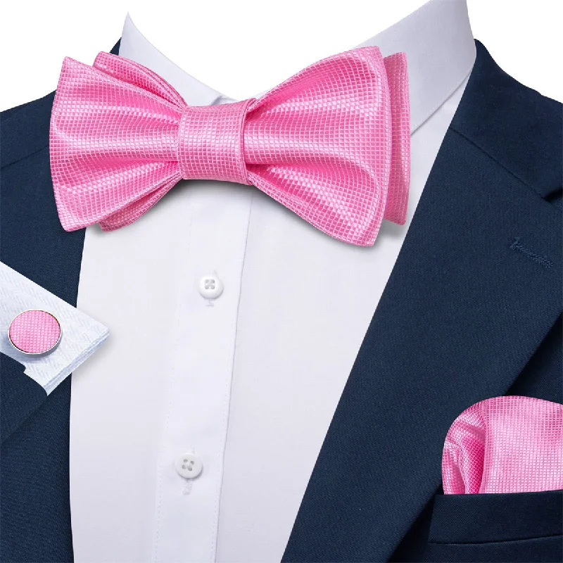 Ties2you Self Tie Bow Ties Taffy Pink Plaid Silk Mens Tuxedo Bow Tie Wedding