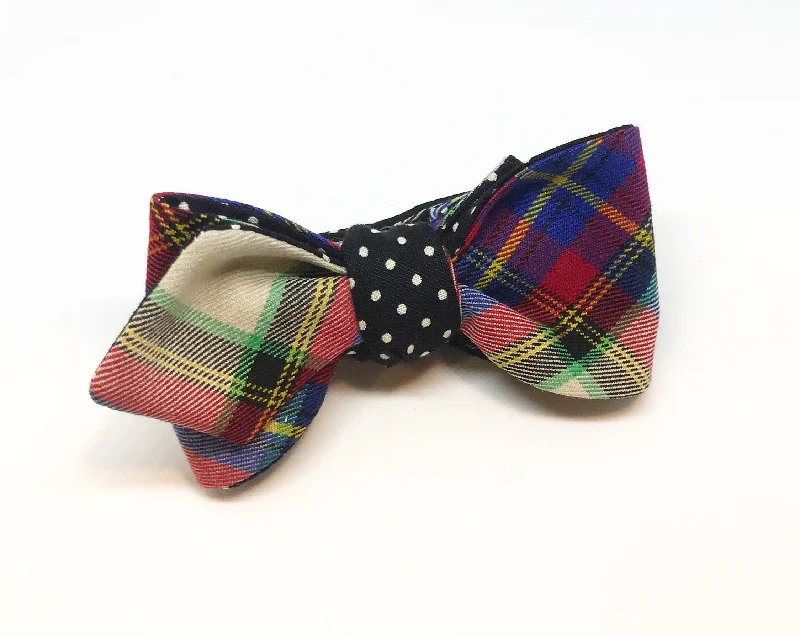 Tartan and Polka Dot Reversible Bow Tie