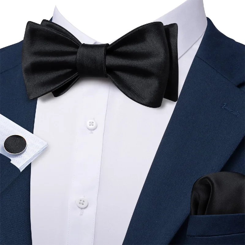 Ties2you Self Tie Bow Ties Black Solid Silk Mens Tuxedo Bow Tie Business Formal