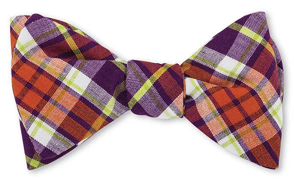 Purple/Orange Madras Bow Tie - B3040