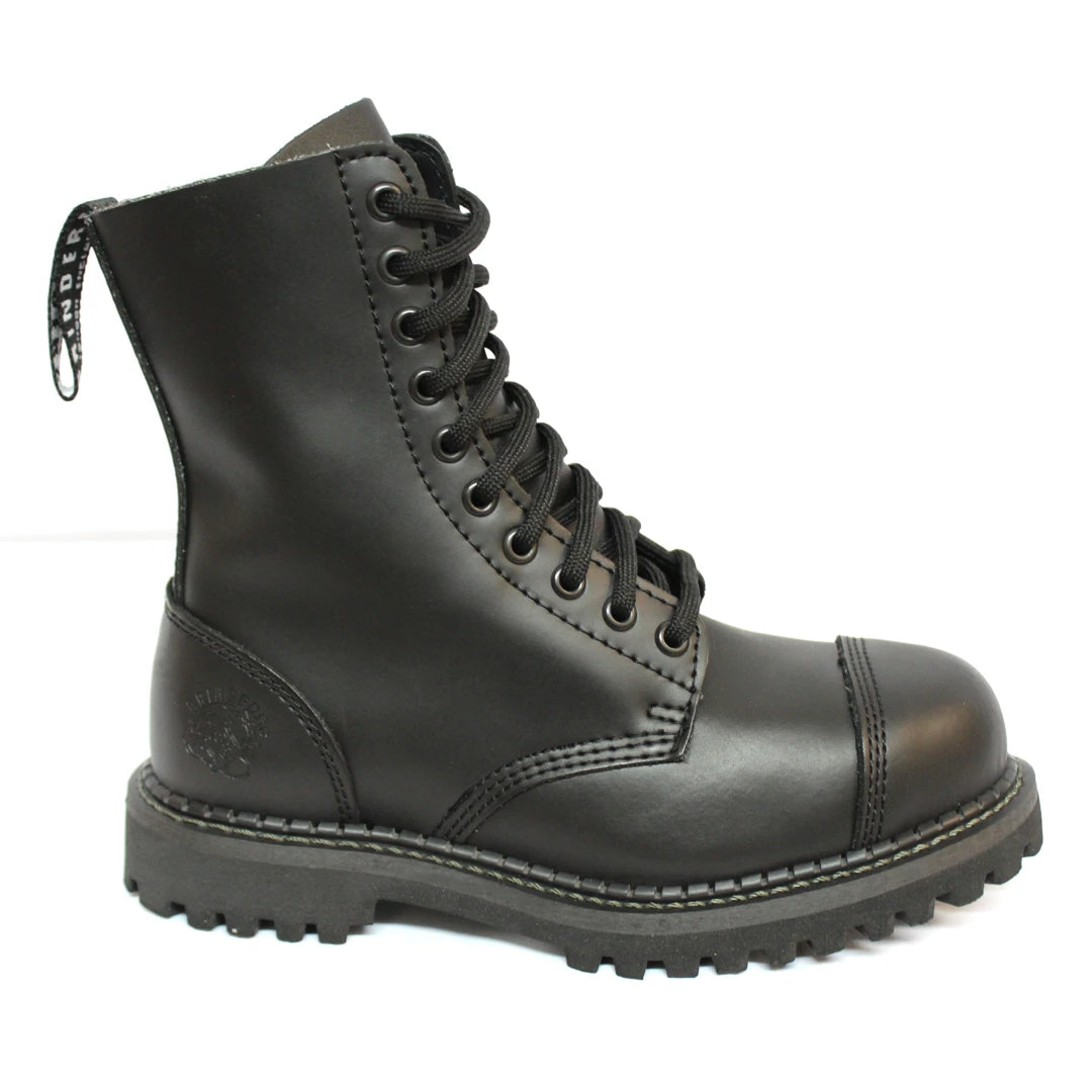 Unisex Real Leather Military Boots Black Ginders Stag Punk Rock Safety Steel Toe