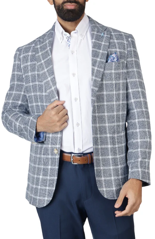 Navy Windowpane Textured Sport Coat