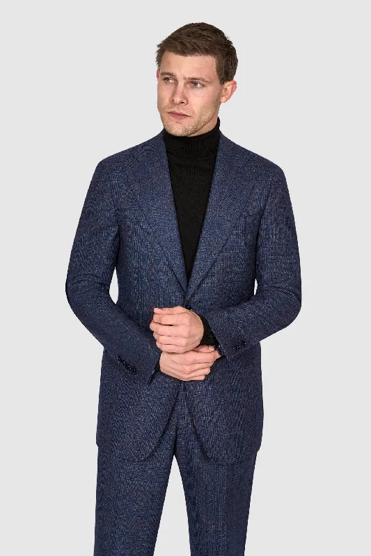 New SUITREVIEW Elmhurst Storm Blue/Brown Check Pure Wool Loro Piana Suit - Size 38S, 42R and 44R (Other Sizes Special Order!!)